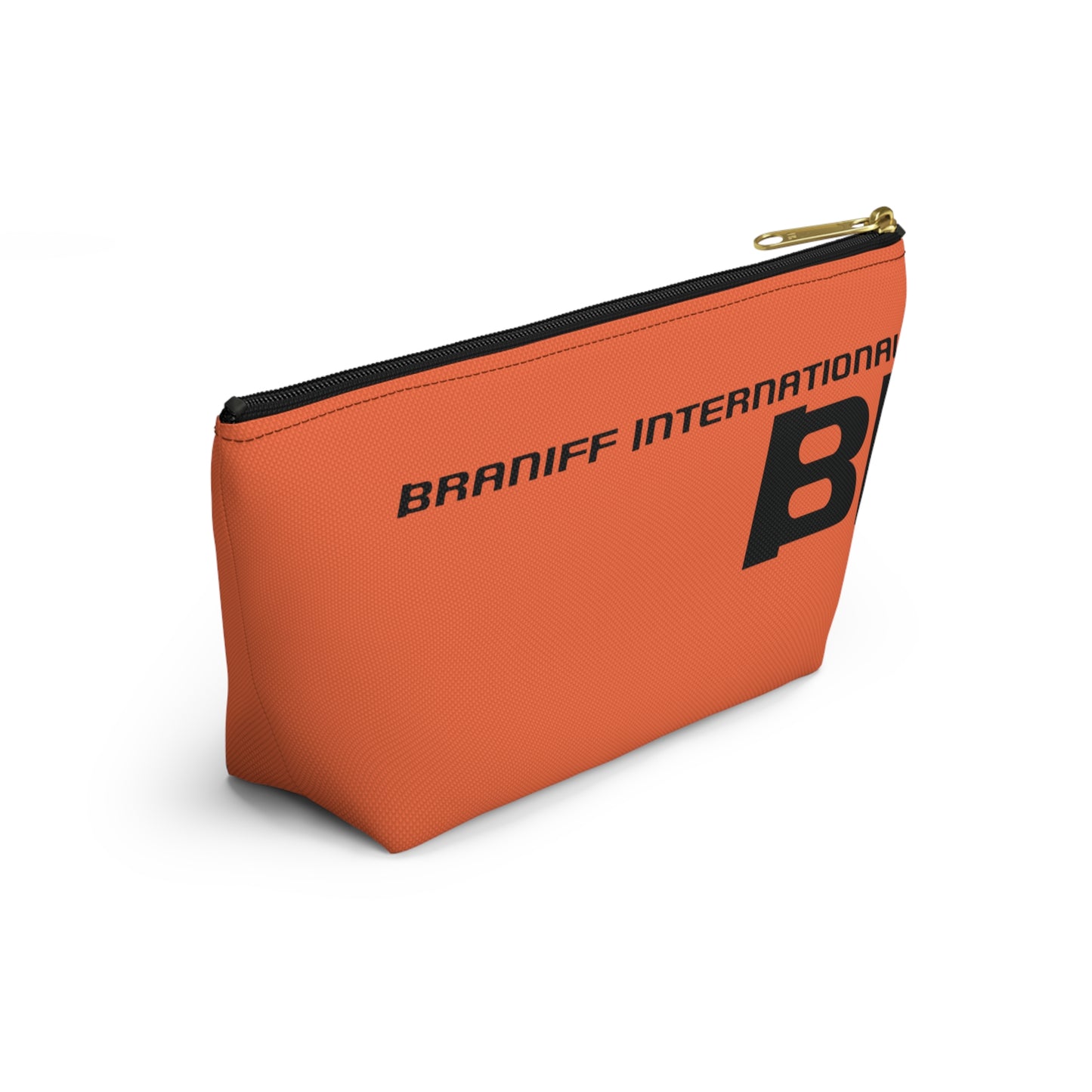 Braniff End of the Plain Bag Accessory Toiletry Makeup Travel Pouch with T-bottom Orange