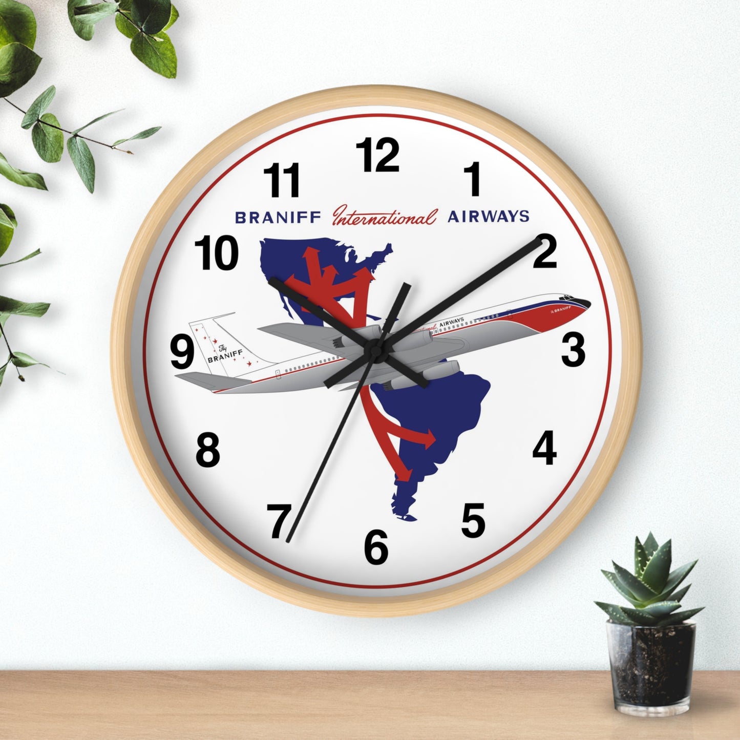 Wall Clock Braniff 707-227 El Dorado Super Jet with Route Map