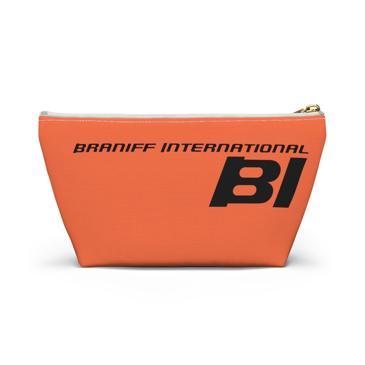 Braniff End of the Plain Bag Accessory Toiletry Makeup Travel Pouch with T-bottom Orange
