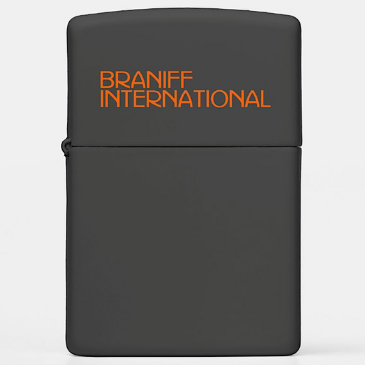 Zippo Pocket Cigarette Lighter Braniff International 1968 Font