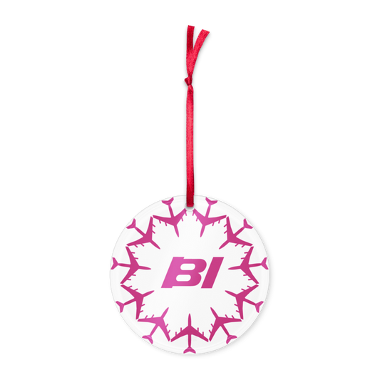 Ceramic Christmas Ornament Braniff Boeing 707 Jets in a Circle Pink