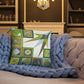 Pillow or Lumbar Bar Pillow Braniff Pucci Design Compass 1965 Gemini IV Collection Green Blue