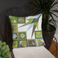 Pillow or Lumbar Bar Pillow Braniff Pucci Design Compass 1965 Gemini IV Collection Green Blue