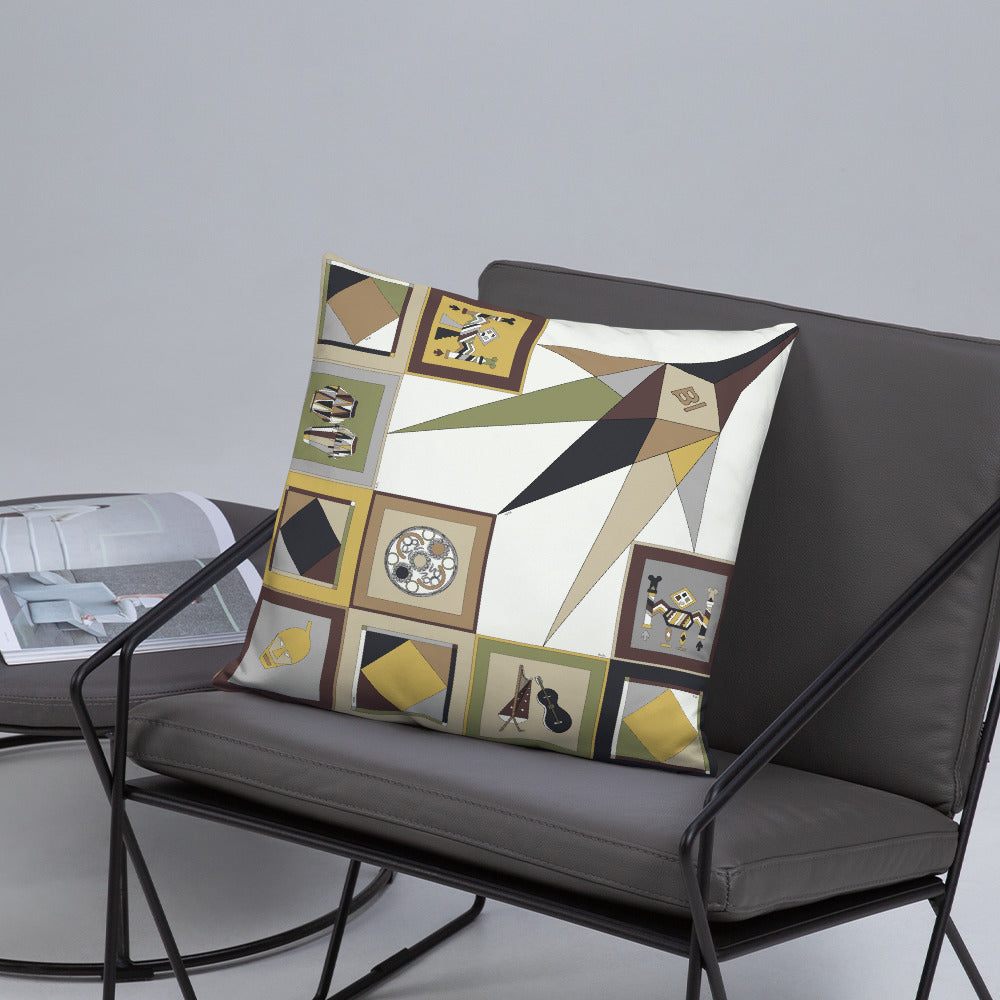 Pillow or Lumbar Bar Pillow Braniff Pucci Design Compass 1965 Gemini IV Collection Black Gold