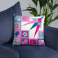 Pillow or Lumbar Bar Pillow Braniff Pucci Design Compass 1965 Gemini IV Collection Blue Pink