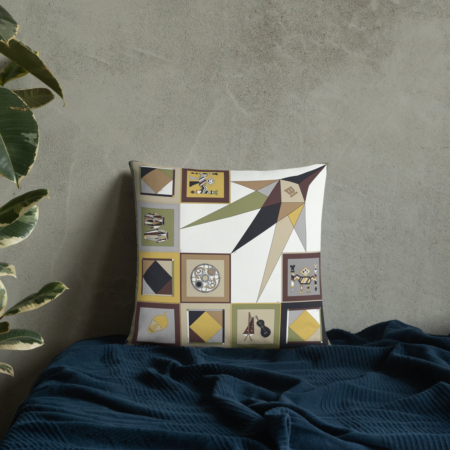 Pillow or Lumbar Bar Pillow Braniff Pucci Design Compass 1965 Gemini IV Collection Black Gold
