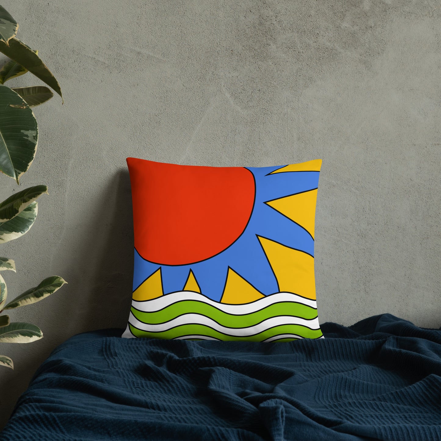 All Over Print Basic Pillow 18x18 Back - Braniff Acapulco Mexico Design 1978 Pillow - Lumbar Bar Pillow - Braniff Boutique