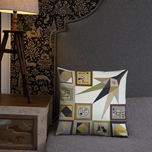 Pillow or Lumbar Bar Pillow Braniff Pucci Design Compass 1965 Gemini IV Collection Black Gold