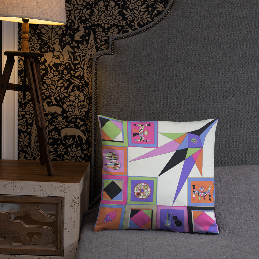 Pillow or Lumbar Bar Pillow Braniff Pucci Design Compass 1965 Gemini IV Collection Pink Purple