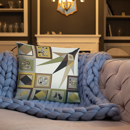 Pillow or Lumbar Bar Pillow Braniff Pucci Design Compass 1965 Gemini IV Collection Black Gold