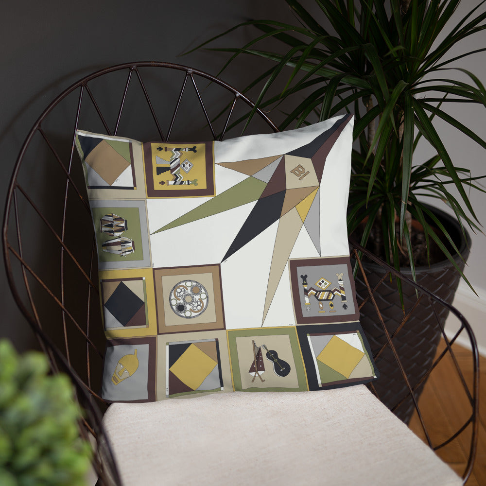 Pillow or Lumbar Bar Pillow Braniff Pucci Design Compass 1965 Gemini IV Collection Black Gold