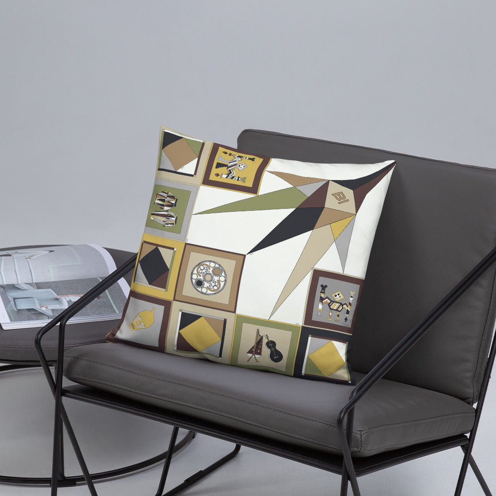 Pillow or Lumbar Bar Pillow Braniff Pucci Design Compass 1965 Gemini IV Collection Black Gold