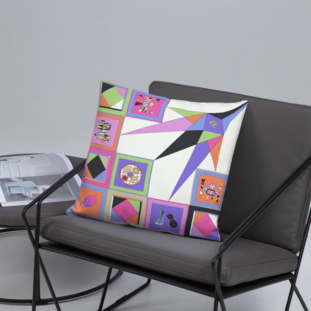 Pillow or Lumbar Bar Pillow Braniff Pucci Design Compass 1965 Gemini IV Collection Pink Purple