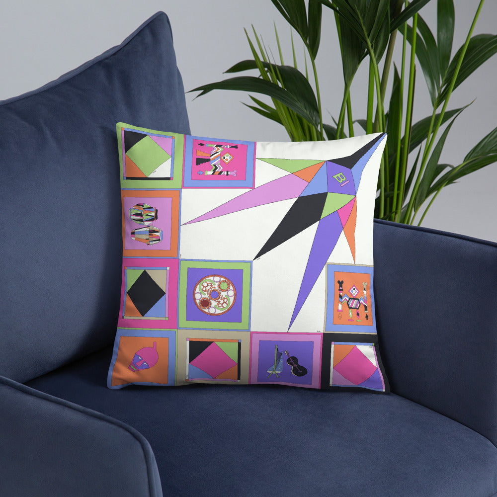 Pillow or Lumbar Bar Pillow Braniff Pucci Design Compass 1965 Gemini IV Collection Pink Purple