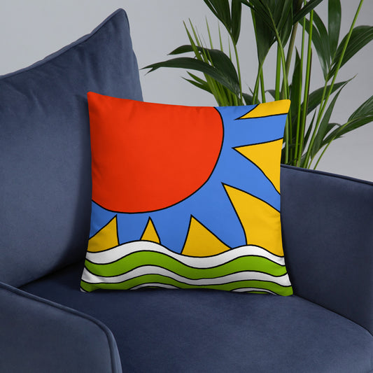 All Over Print Basic Pillow 18x18 Front - Braniff Acapulco Mexico Design 1978 Pillow - Lumbar Bar Pillow - Braniff Boutique