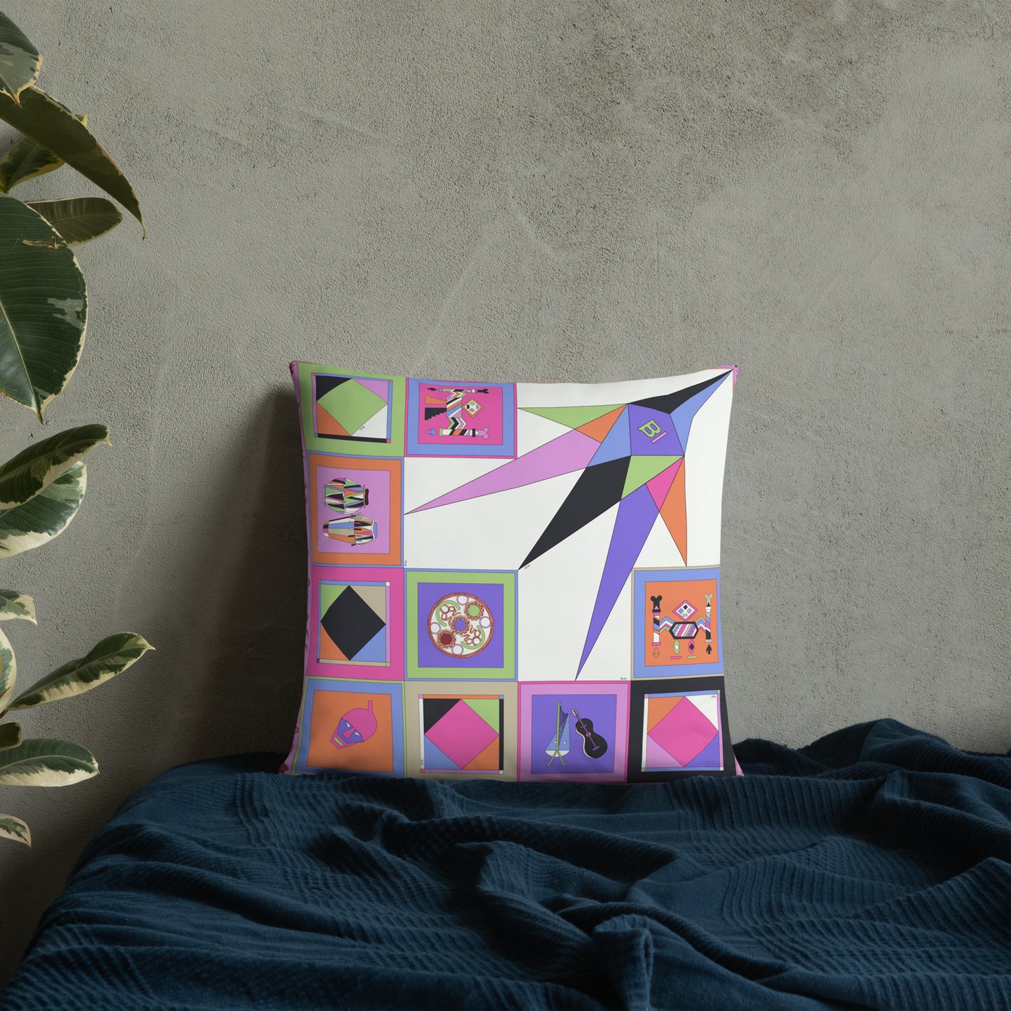 Pillow or Lumbar Bar Pillow Braniff Pucci Design Compass 1965 Gemini IV Collection Pink Purple