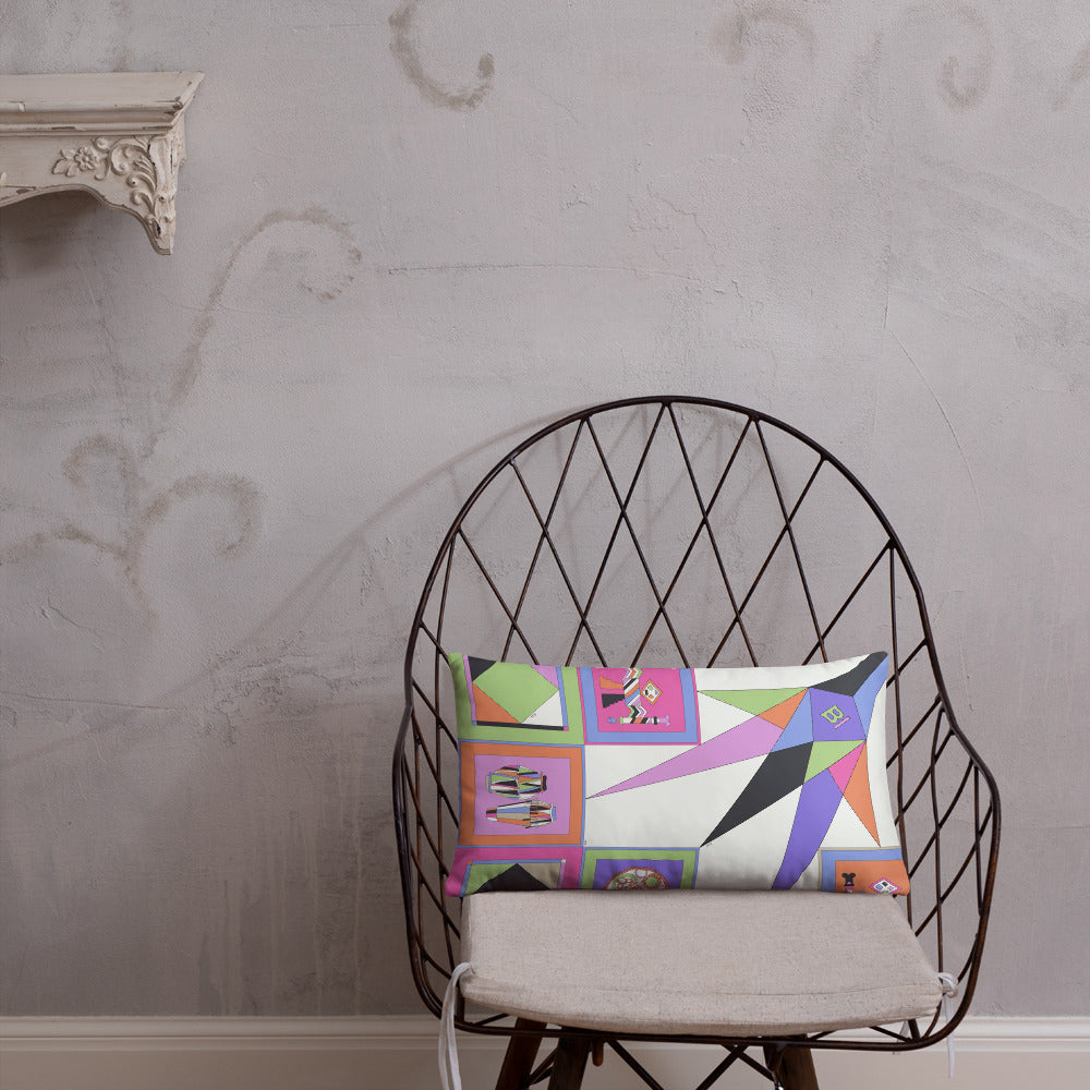 Pillow or Lumbar Bar Pillow Braniff Pucci Design Compass 1965 Gemini IV Collection Pink Purple