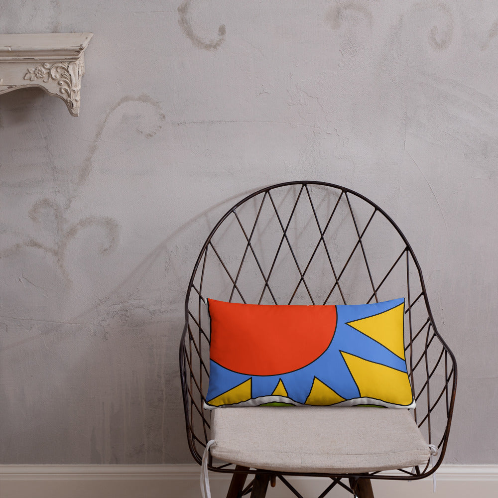 All Over Print Basic Pillow 20x12 Back - Braniff Acapulco Mexico Design 1978 Pillow - Lumbar Bar Pillow - Braniff Boutique