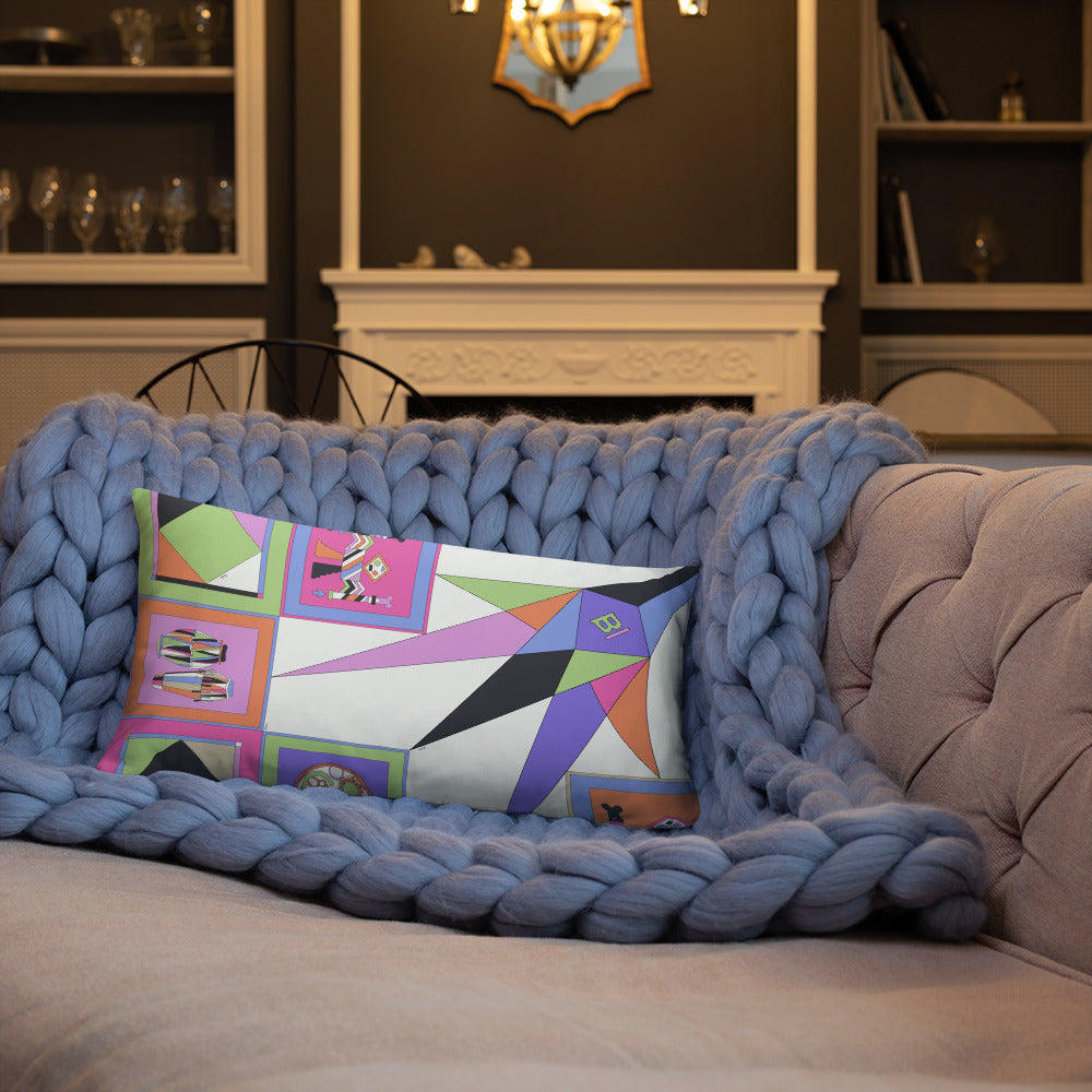 Pillow or Lumbar Bar Pillow Braniff Pucci Design Compass 1965 Gemini IV Collection Pink Purple