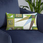 Pillow or Lumbar Bar Pillow Braniff Pucci Design Compass 1965 Gemini IV Collection Green Blue