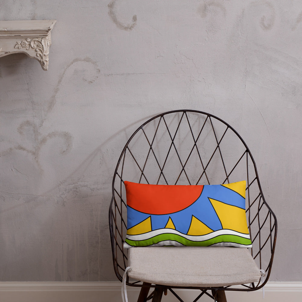 All Over Print Basic Pillow 20x12 Front - Braniff Acapulco Mexico Design 1978 Pillow - Lumbar Bar Pillow - Braniff Boutique