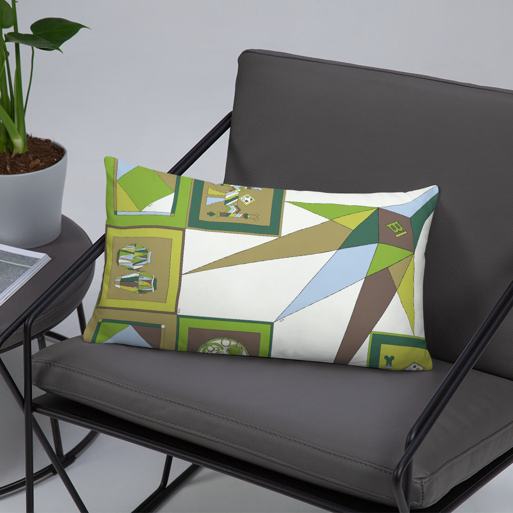 Pillow or Lumbar Bar Pillow Braniff Pucci Design Compass 1965 Gemini IV Collection Green Blue