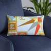 Pillow or Lumbar Bar Pillow Braniff Pucci Design Compass 1965 Gemini IV Collection Orange Blue