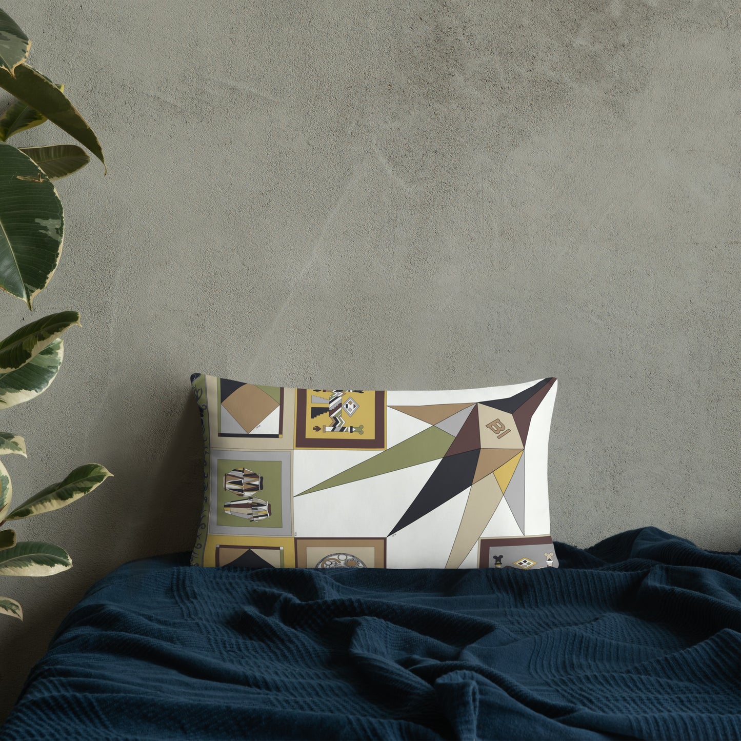 Pillow or Lumbar Bar Pillow Braniff Pucci Design Compass 1965 Gemini IV Collection Black Gold