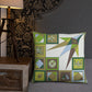 Pillow or Lumbar Bar Pillow Braniff Pucci Design Compass 1965 Gemini IV Collection Green Blue