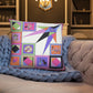 Pillow or Lumbar Bar Pillow Braniff Pucci Design Compass 1965 Gemini IV Collection Pink Purple