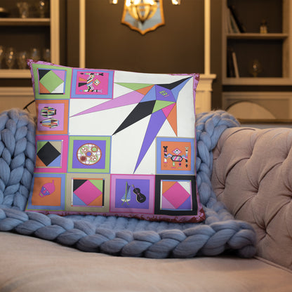 Pillow or Lumbar Bar Pillow Braniff Pucci Design Compass 1965 Gemini IV Collection Pink Purple