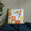 Pillow or Lumbar Bar Pillow Braniff Pucci Design Compass 1965 Gemini IV Collection Orange Blue