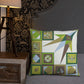 Pillow or Lumbar Bar Pillow Braniff Pucci Design Compass 1965 Gemini IV Collection Green Blue