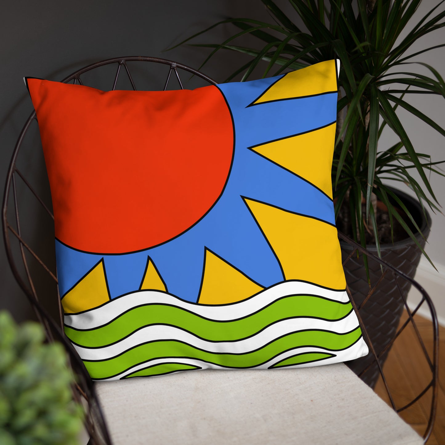 All Over Print Basic Pillow 22x22 Front - Braniff Acapulco Mexico Design 1978 Pillow - Lumbar Bar Pillow - Braniff Boutique