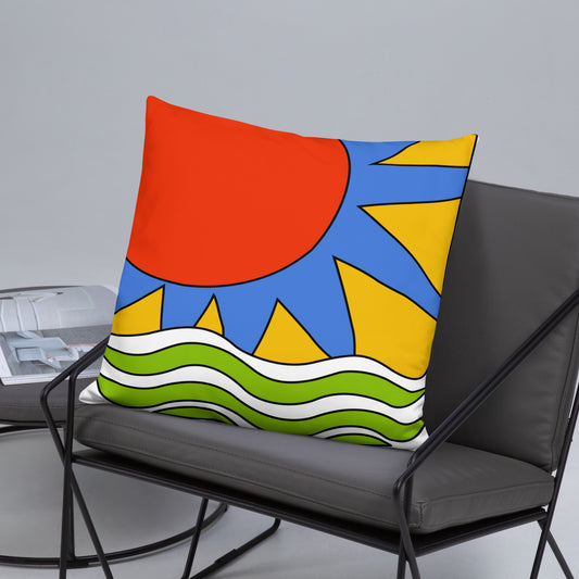 All Over Print Basic Pillow 22x22 Front - Braniff Acapulco Mexico Design 1978 Pillow - Lumbar Bar Pillow - Braniff Boutique