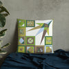Pillow or Lumbar Bar Pillow Braniff Pucci Design Compass 1965 Gemini IV Collection Green Blue