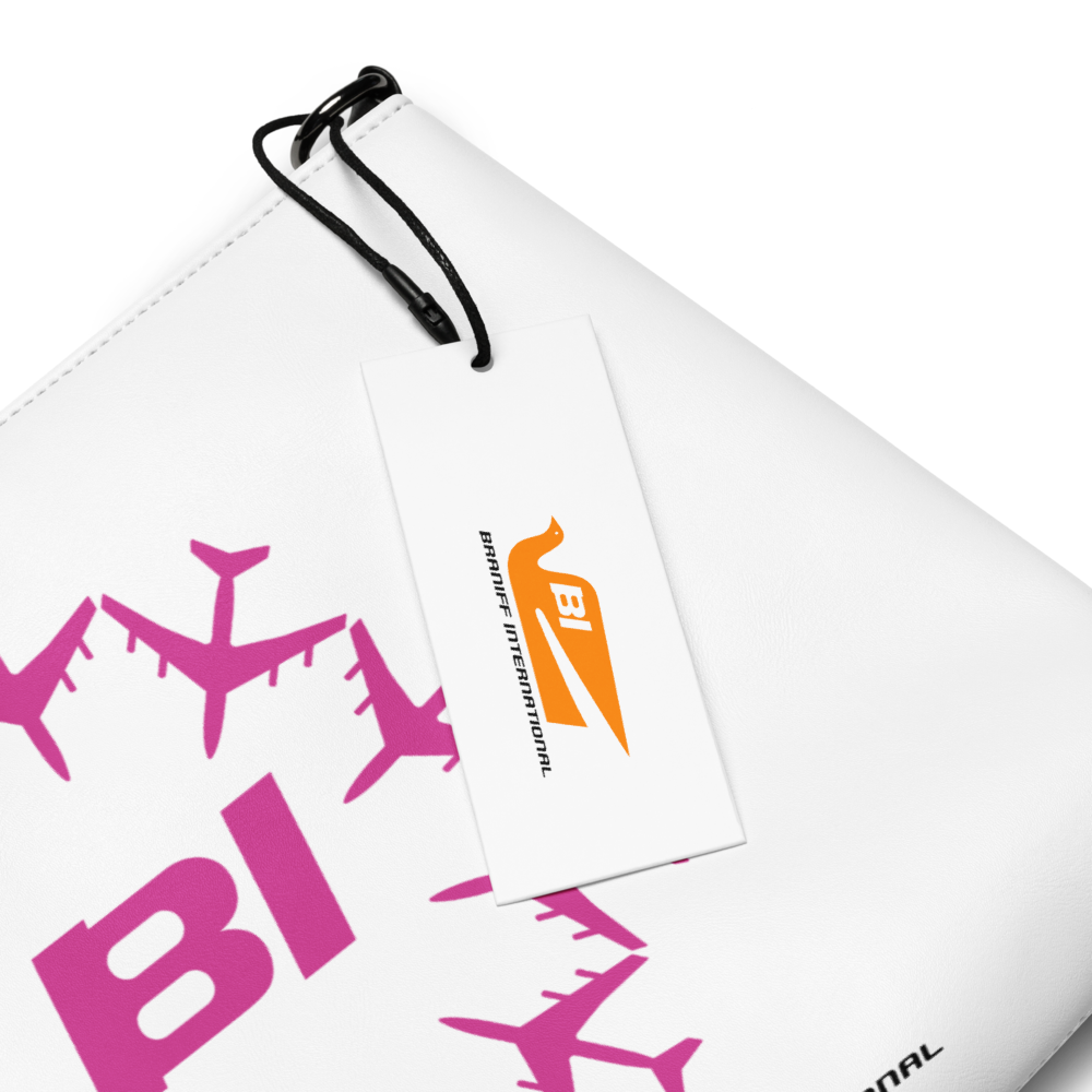 Crossbody Bag with Colorful Circle of Braniff Boeing 707 Jets Pink