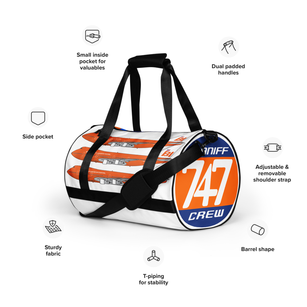 Gym Duffle Fitness Sports Travel Bag Luggage Braniff Boeing 747 Crew N601BN