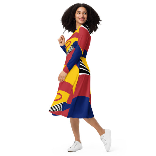 Dress Long Sleeve Women's Braniff Alexander Calder Design 1973 Flying Colors of South America