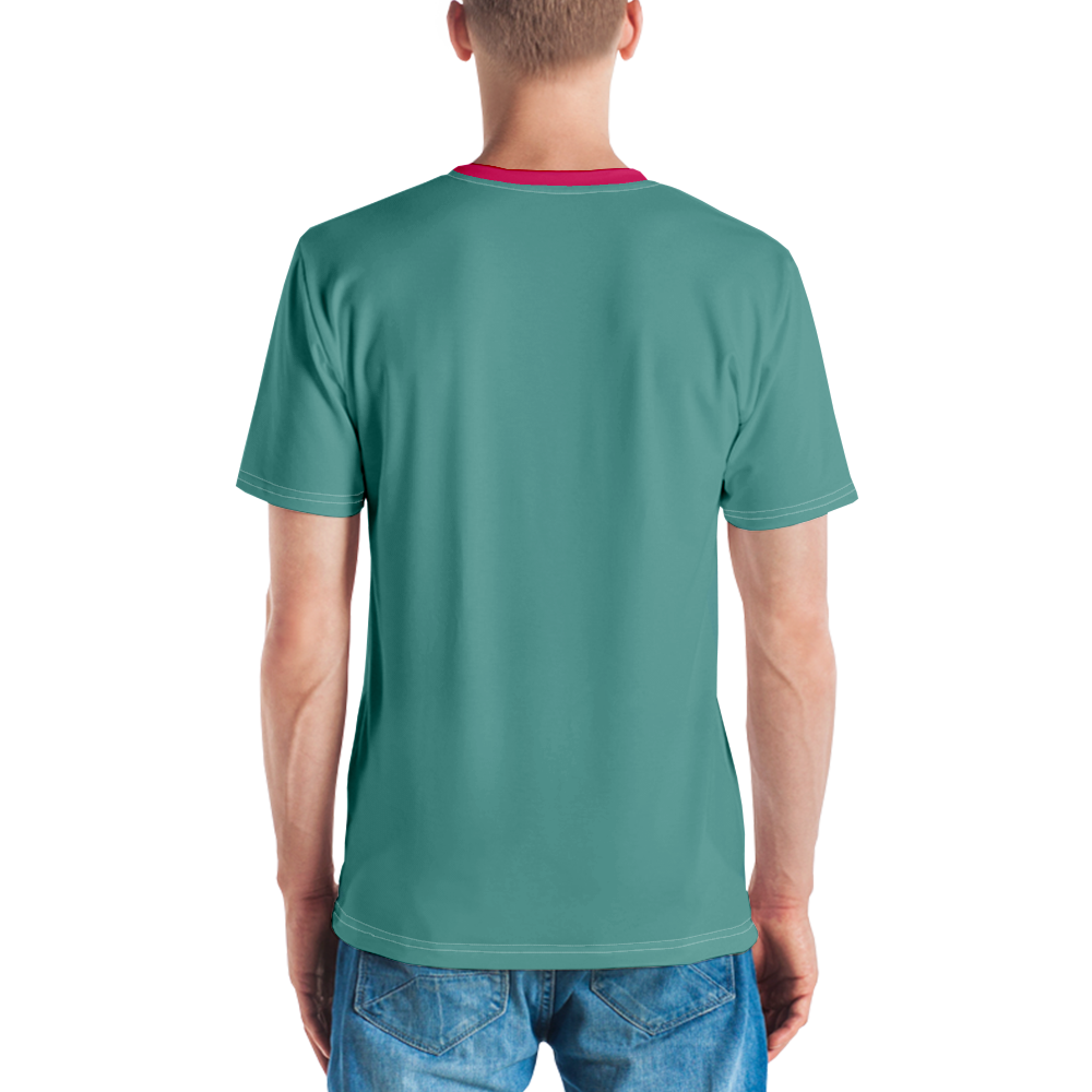Shirt Short Sleeve Men's Women's Braniff Hawaii BI Logo Pink and Turquoise
