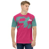 Shirt Short Sleeve Men's Women's Braniff Hawaii BI Logo Pink and Turquoise