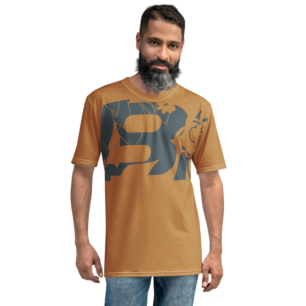 Shirt Short Sleeve Men's Women's Braniff Hawaii BI Logo Ochre and Gray