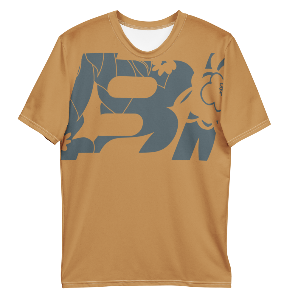 Shirt Short Sleeve Men's Women's Braniff Hawaii BI Logo Ochre and Gray