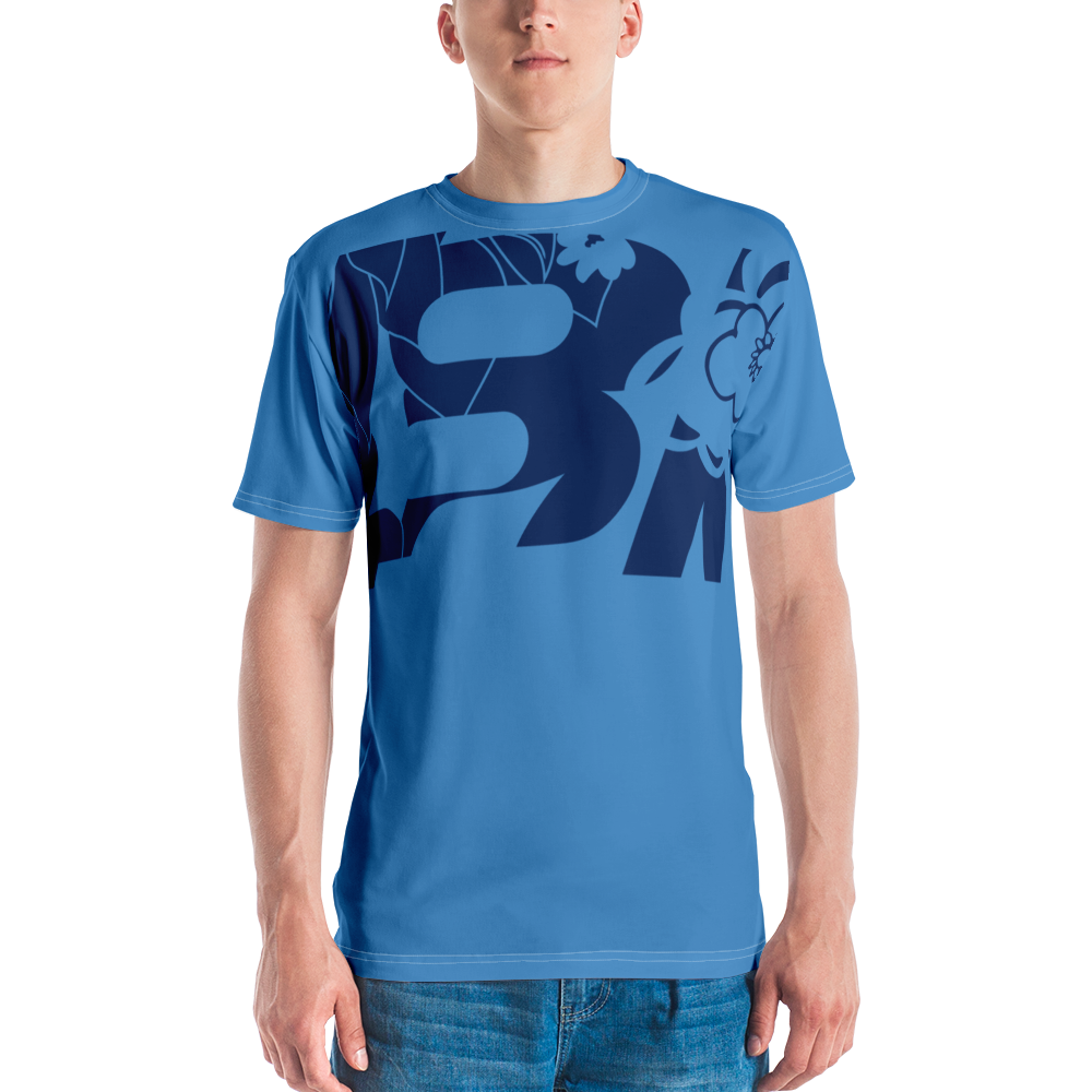 Shirt Short Sleeve Men's Women's Braniff Hawaii BI Logo Blue Dark Blue