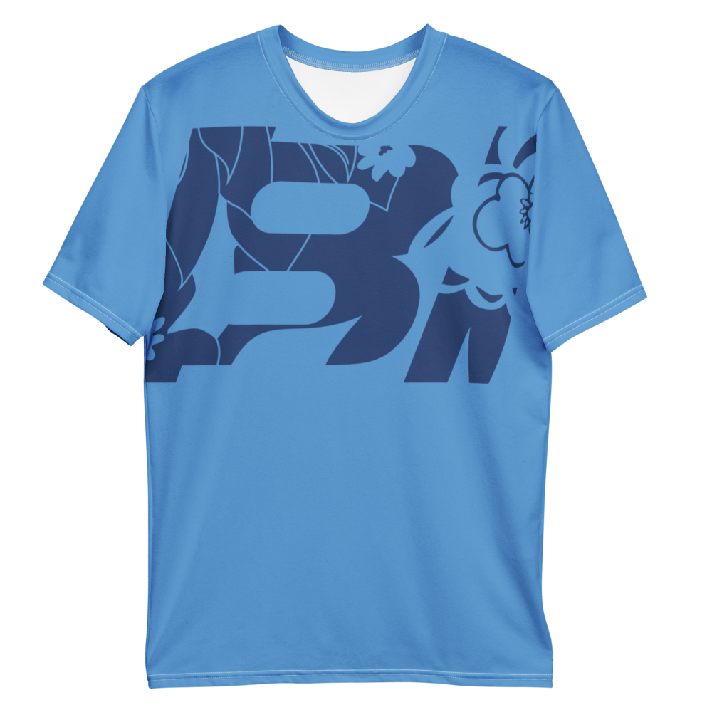Shirt Short Sleeve Men's Women's Braniff Hawaii BI Logo Blue Dark Blue