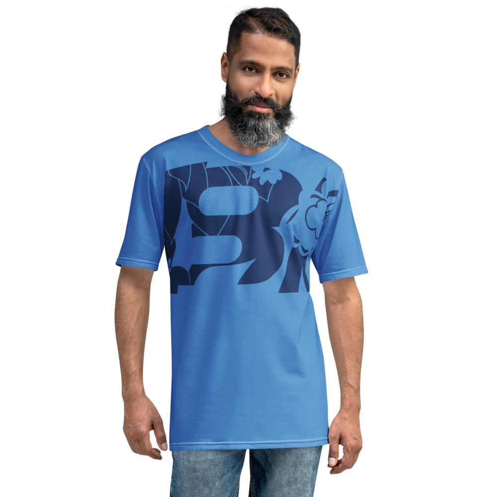 Shirt Short Sleeve Men's Women's Braniff Hawaii BI Logo Blue Dark Blue