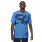 Shirt Short Sleeve Men's Women's Braniff Hawaii BI Logo Blue Dark Blue