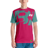 Shirt Short Sleeve Men's Women's Braniff Hawaii BI Logo Pink and Turquoise