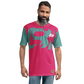 Shirt Short Sleeve Men's Women's Braniff Hawaii BI Logo Pink and Turquoise
