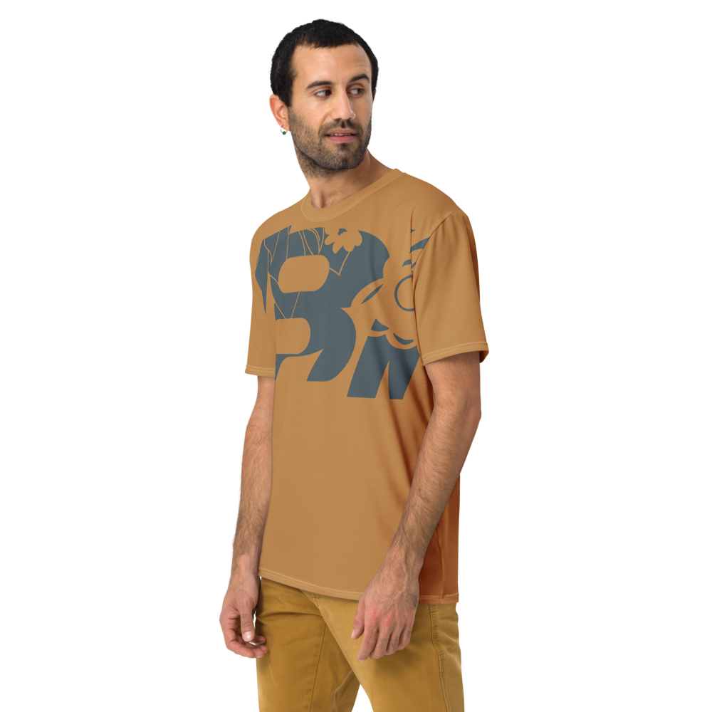 Shirt Short Sleeve Men's Women's Braniff Hawaii BI Logo Ochre and Gray